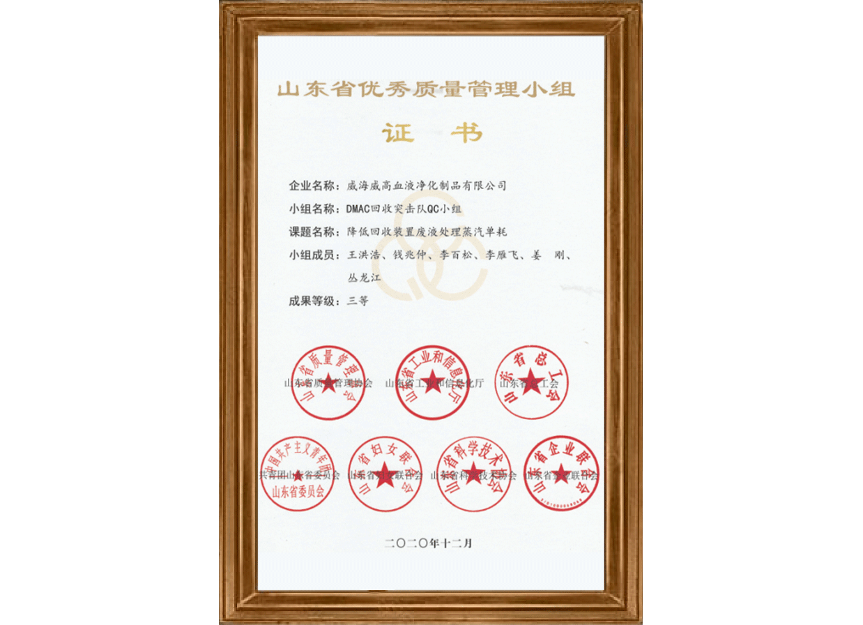 山東省優(yōu)秀質(zhì)量管理小組