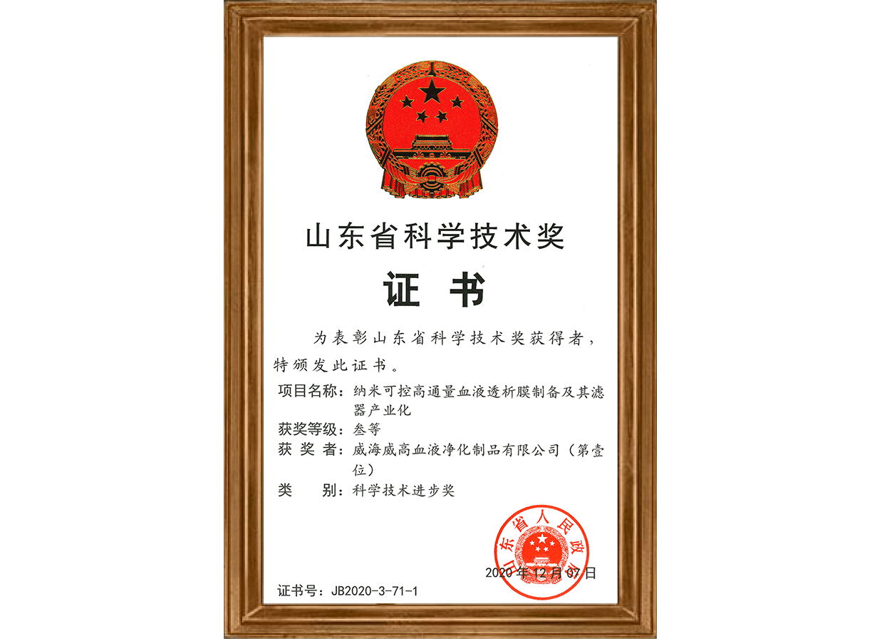 山東省科學技術進步三等獎